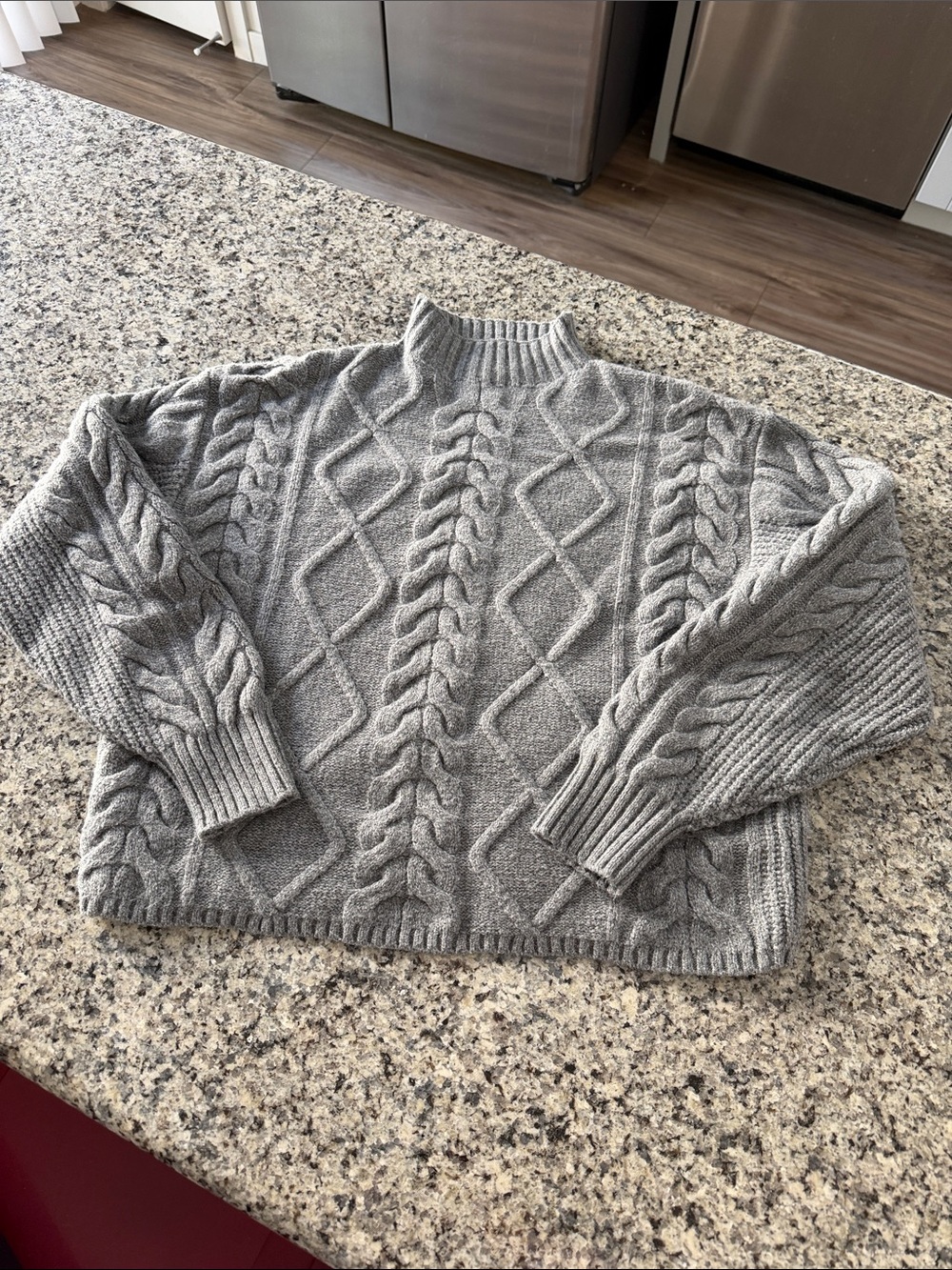 Cozy Grey Cable Knit Sweater